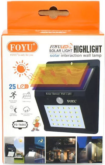 Foyu Соларна Светлина Улична с Датчик за Движение IP65 10.2смx5.3смx13смсм.