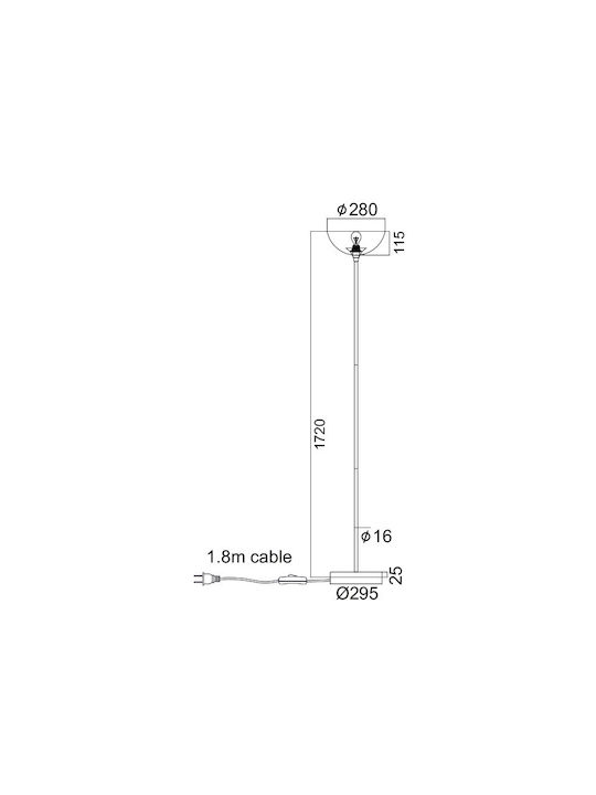 Aca Basico Floor Lamp H172xW28cm. with Socket for Bulb E27 Black