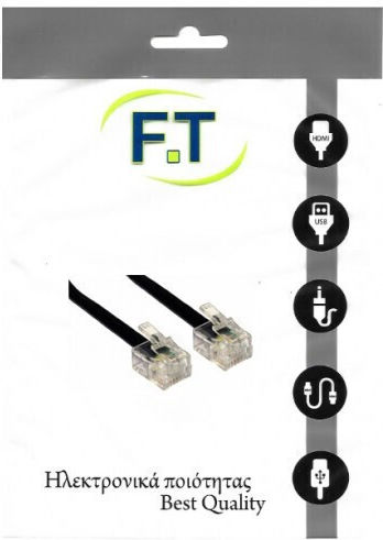 FT Electronics Flat Telephone Cable RJ11 6P4C 10m Black (FTT16-310)