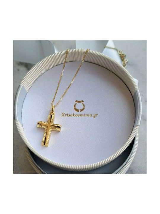 14K Gold solid gold engagement cross with chain