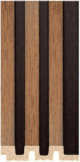 3D Πάνελ Τοίχου Αφρώδες με Κόλλα Walnut/Dark Brown Καφέ 290x12.2εκ.