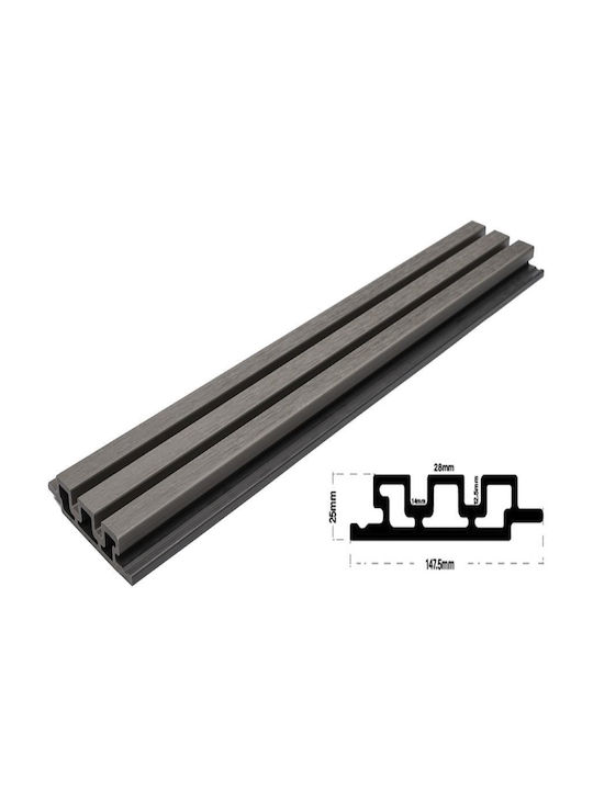 3D Wall Panel PVC Screw-on Dark Gray 290x14.75x2.5cm