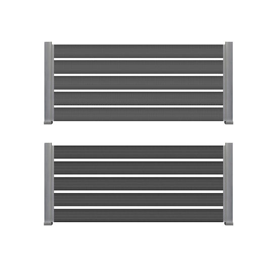 Newplan Deck Περίφραξης Κήπου Γκρι από WPC 360x12x2εκ. Γκρι
