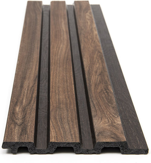 3D Πάνελ Τοίχου Αφρώδες με Κόλλα Walnut/Dark Brown Καφέ 290x12.2εκ.