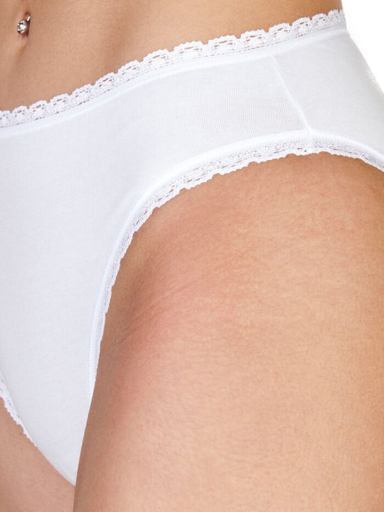 High Waist Women's Slip 2Pack with Lace White