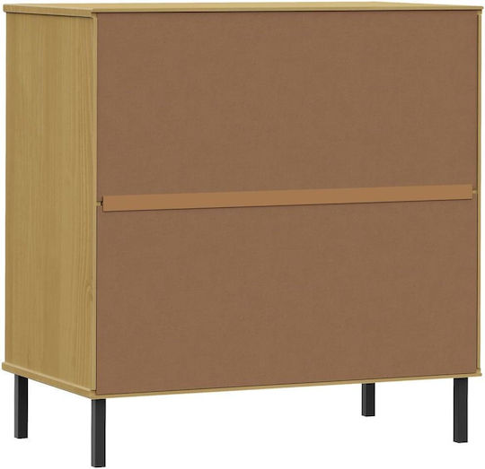 Comodă Dormitor Din Lemn Masiv Și Metal Cu 3 Sertare 77x40x79.5cm