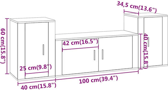 Животно помещение ТВ юнит Опушен дъб Д40xШ34.5xВ60cm