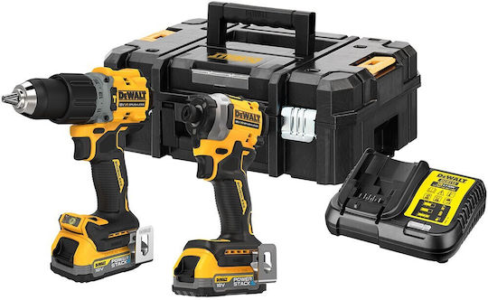 Dewalt Set Impact Drill Driver & Impact Screwdriver 18V with 2 Batteries 1.7Ah and Case