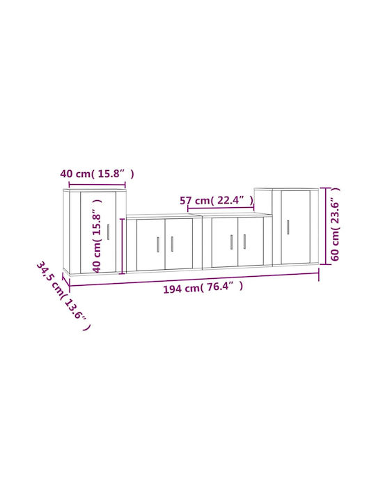 Wohnzimmer TV-Einheit Grey Sonoma L57xB34.5xH40cm