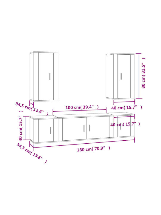Wohnzimmer TV-Einheit Weiß L40xB34.5xH40cm