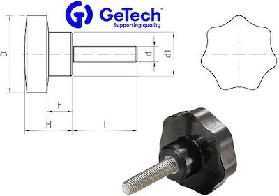 Getech Πόμολο Μαργαρίτα από Βακελίτη Φ50 Μ10 x 40 B1V7M501040