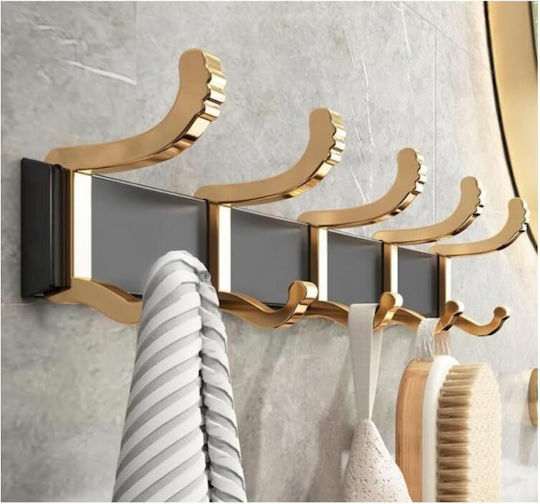 Wall-Mounted Bathroom Hook with 5 Positions ​36x1cm Black