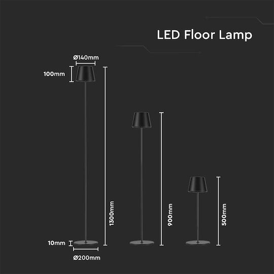 V-TAC LED Floor Lamp Y130xM14cm with Warm White Light 300lm Black