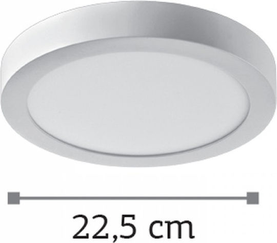 Inlight Кръгла На открито LED Панел 20W с Неутрално бяло Светлина 4000К 22.5см.