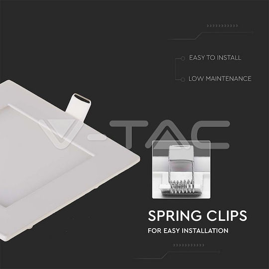 V-TAC Panou LED Pătrat Încastrat 6W cu Lumină Albă Rece 6400K 120x120cm