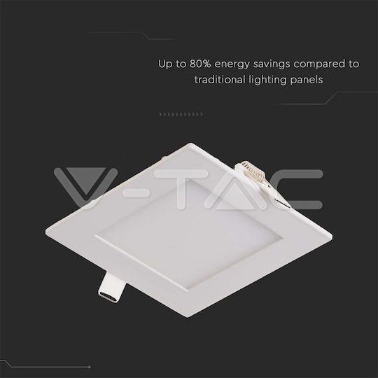 V-TAC Panou LED Pătrat Încastrat 6W cu Lumină Albă Rece 6400K 120x120cm