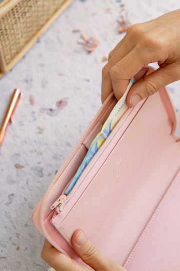Filofax Εβδομαδιαίο Organizer Saffiano Personal Compact Zip Ροζ Δερμάτινο 20.8x20.8εκ. Blush