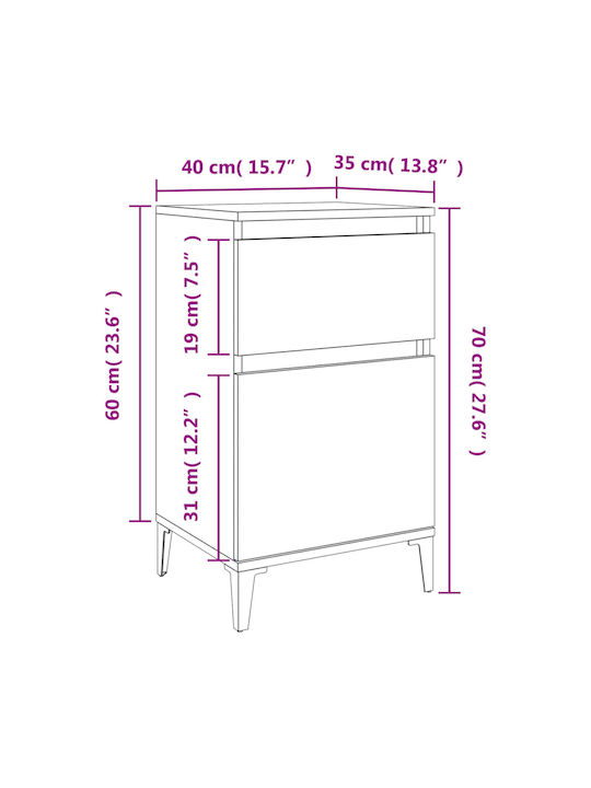 Noptiere Metalice Beton gri 2buc 40x35x70cm