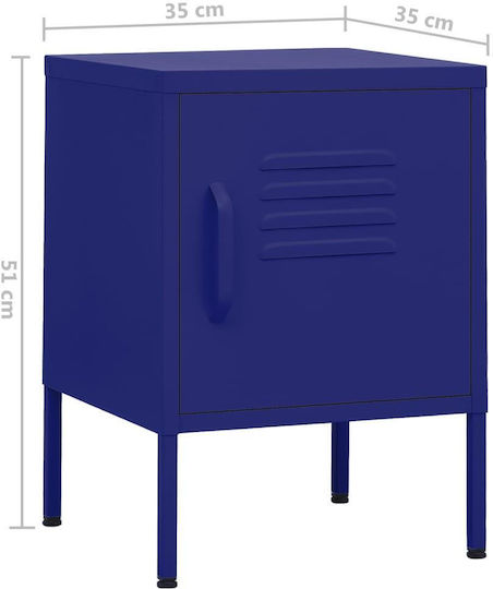 Noptiere Metalice Albastru 2buc 35x35x51cm