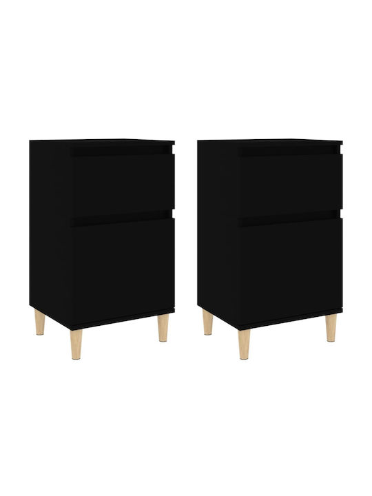 Wooden Bedside Tables 2pcs Black 40x35x70cm