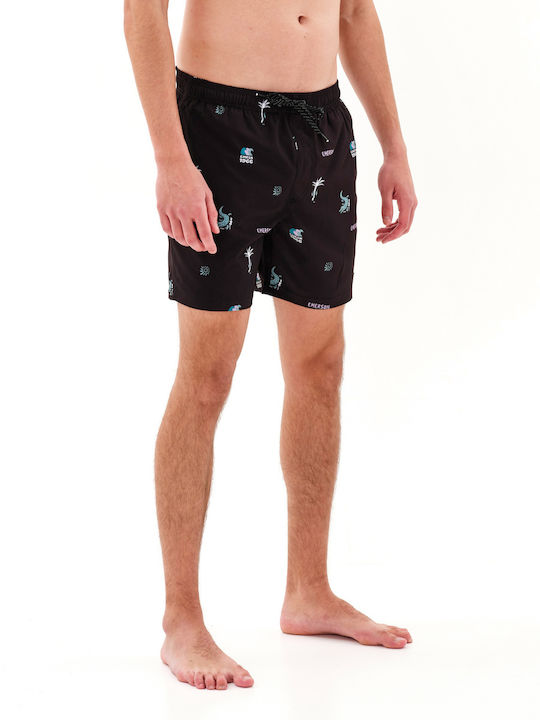 Costum de Baie Bărbați Pantaloni Scurți Negri cu Model