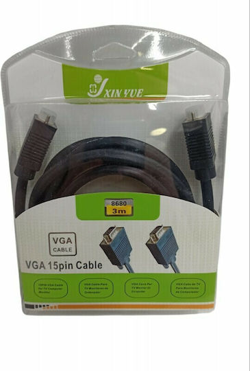Кабел VGA мъжки - VGA мъжки Черен 3м (8680)