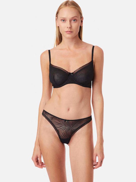 Queen Balconette Balconette Bra Underwire Black