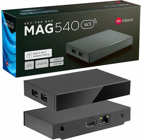 Infomir TV Box MAG540 w3 MAG540 w3 4K UHD with WiFi USB 2.0 / USB 3.0 1GB RAM and 4GB Storage Space with Operating System Linux