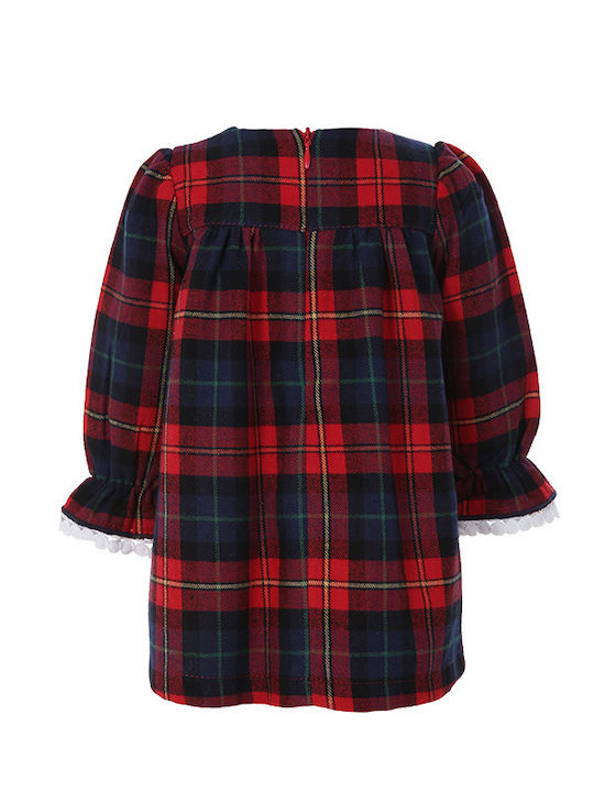 Matoufrance Kids Dress Checked Long Sleeve Red