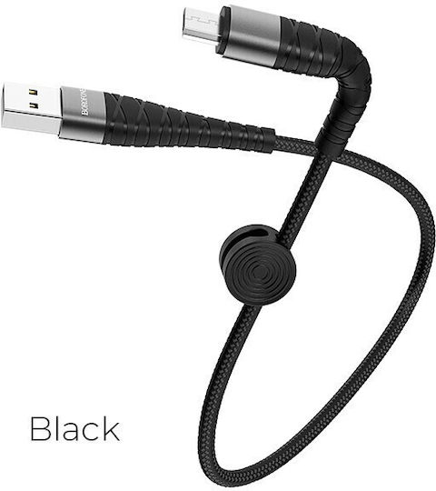 Borofone Braided USB 2.0 to micro USB Cable Μαύρο 0.25m (BX32)