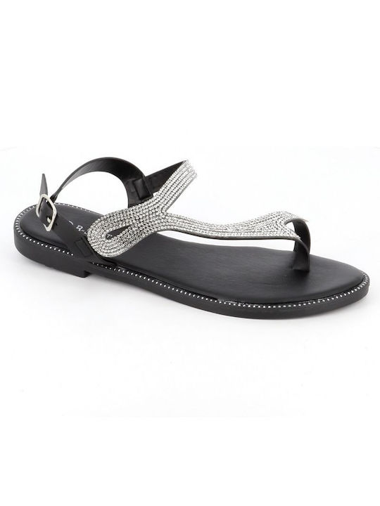 B-Soft Leather Women's Flat Sandals Anatomic in Black Color