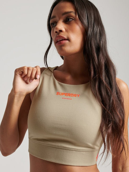 Code Core Damen Sport Crop Top Ärmellos Beige