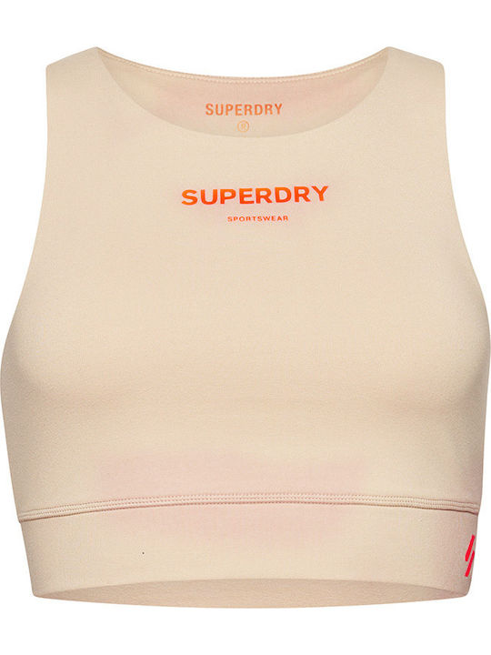 Code Core Damen Sport Crop Top Ärmellos Beige