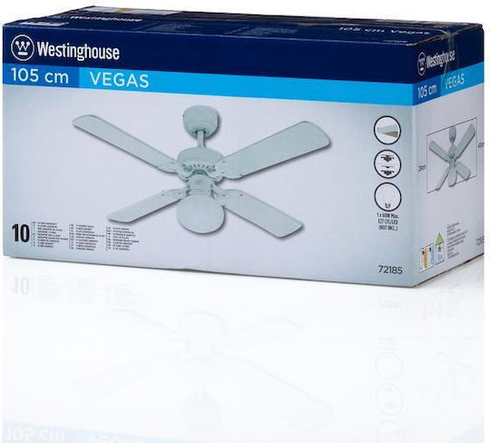Westinghouse Vegas Ceiling Fan 105cm with Light White/White Washed Pine