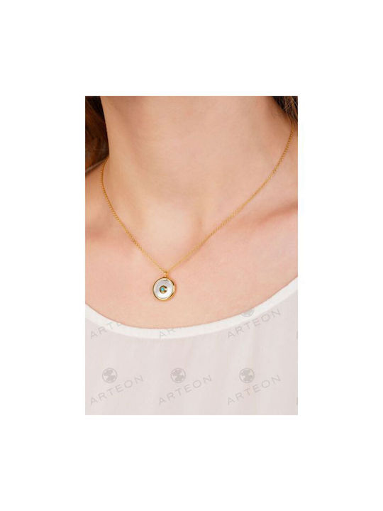 Women's silver plated gold plated Eye pendant with 925° chain with mother of pearl and turquoise.