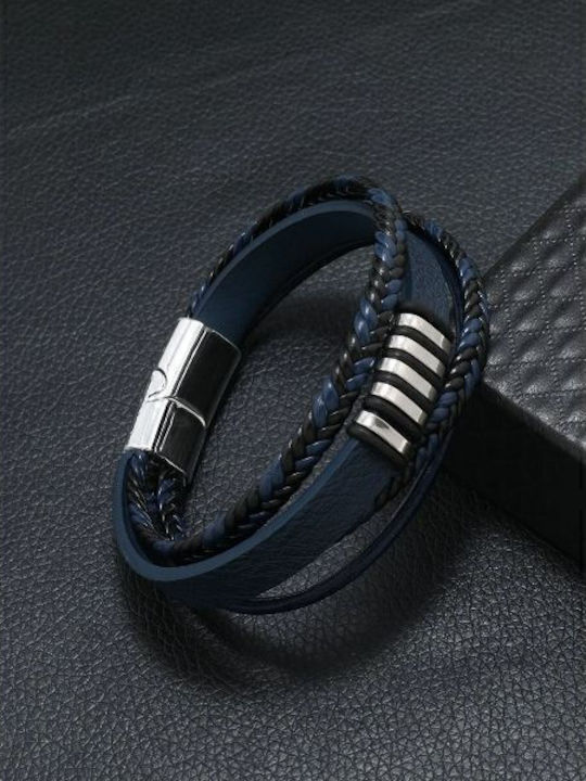 Famous Shoes Men's Leather Bracelet 21cm S340616 Black