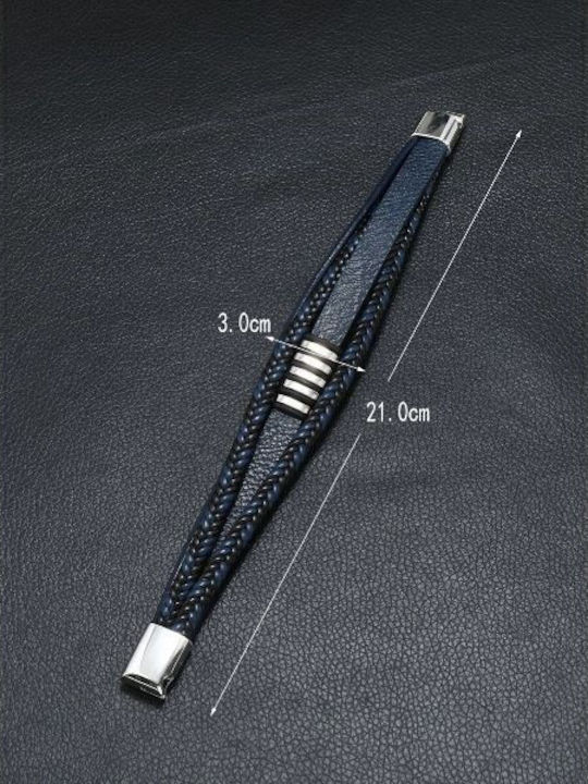 Famous Shoes Men's Leather Bracelet 21cm S340616 Black
