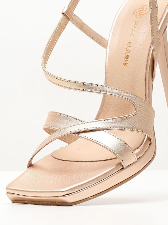 Makis Kotris Leder Damen Sandalen Rose Gold