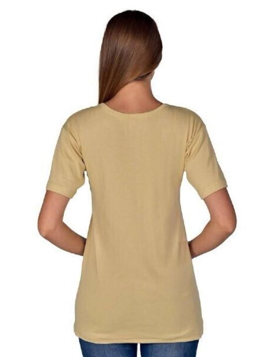 Jokers 7 Women's Short Sleeve Cotton T-Shirt Beige