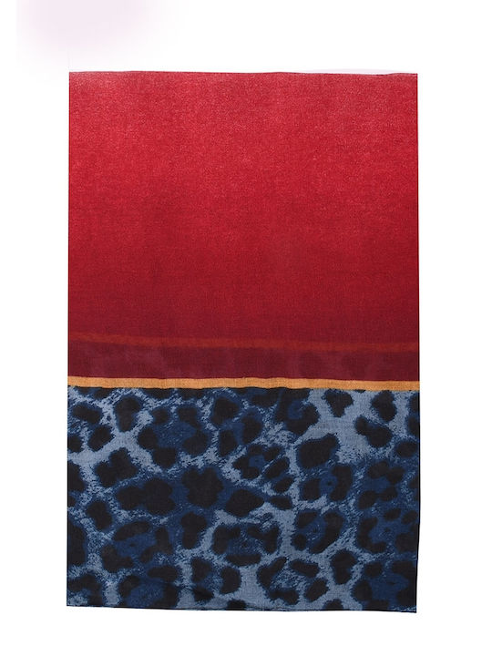 Women's animal print scarf viscose Red