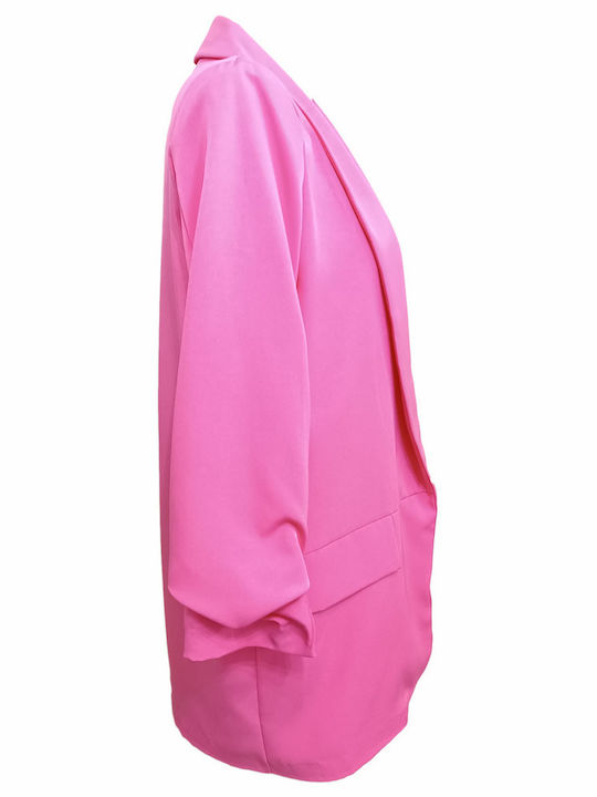 Women's Crepe Jacket Long Crepe Long Waist Monochrome Pink VANITA / Pink