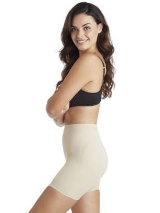 Naomi & Nicole Waistline Bike Pant - Latex Shorts (7458-1-020-Beige) Beige