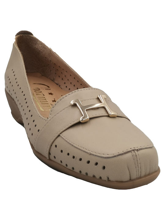 Markisia Leather Moccasin in beige color. (2523-04)