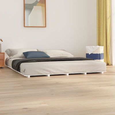 Bed Base Queen Size made of Wood White 160x200cm.