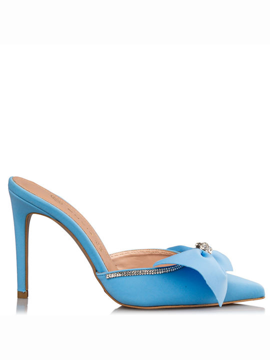Envie Shoes Mules με Χοντρό Ψηλό Τακούνι σε Μπλε Χρώμα