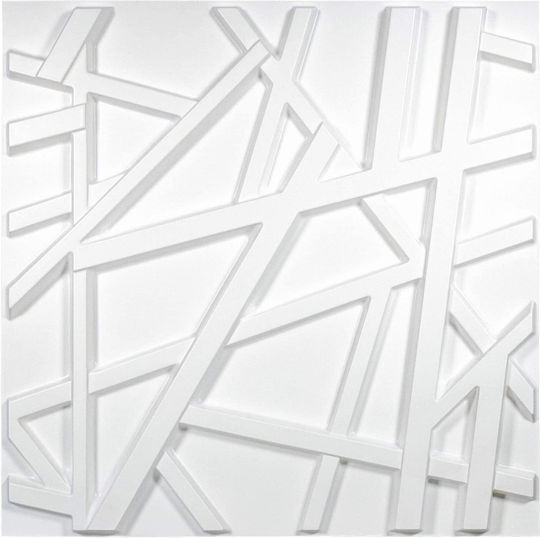 3D Πάνελ Τοίχου από PVC Crossing Lines Crossing Lines Λευκό 50x50εκ.