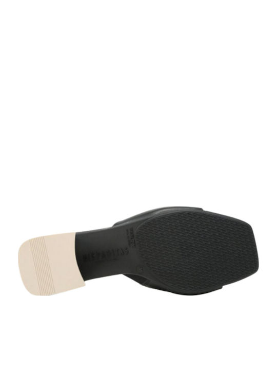 Mules with Chunky Low Heel in Black Color