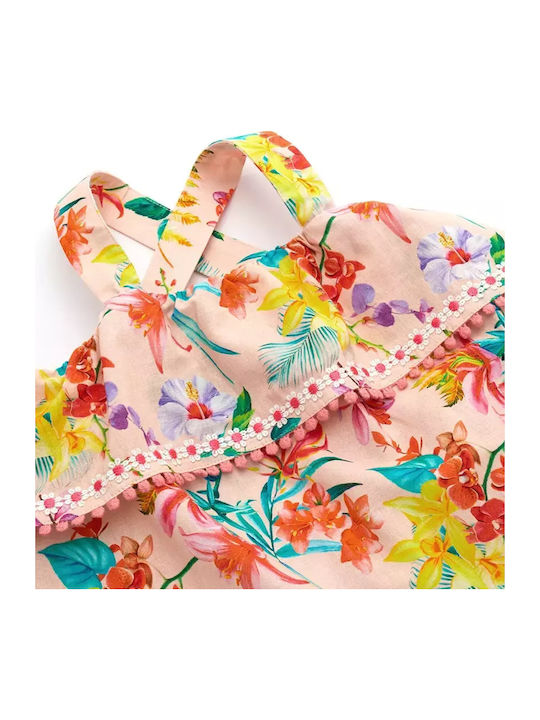 Children's Dress Sleeveless Linen Floral Multicolour