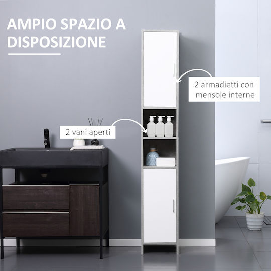 Kleankin Floor Bathroom Column Cabinet L30xD30xH180cm Gray