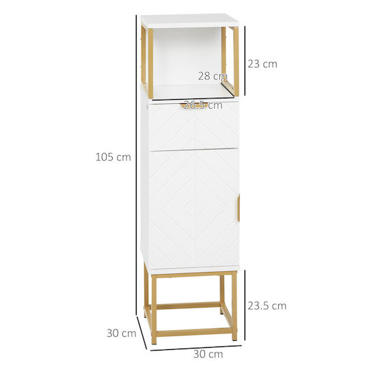 Kleankin Στήλη Μπάνιου Δαπέδου Μ30xΒ30xΥ105cm Λευκή